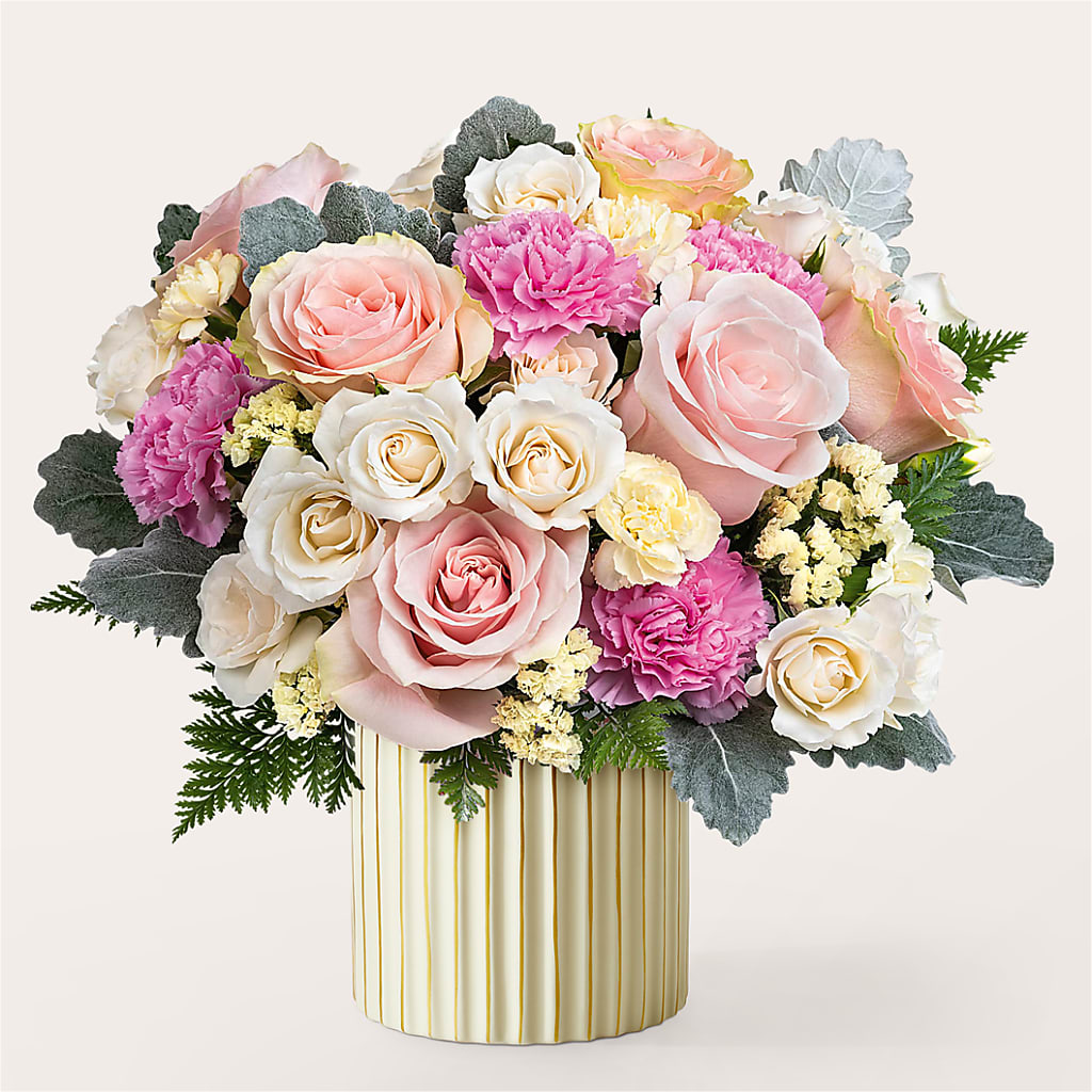 Blissful Moments Bouquet with Ivory Vase – Albertsons, Pleasanton CA