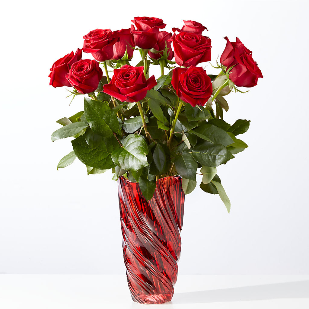 Classic Love Red Rose Bouquet with Luxe Swirl Vase – Albertsons, Pleasanton CA