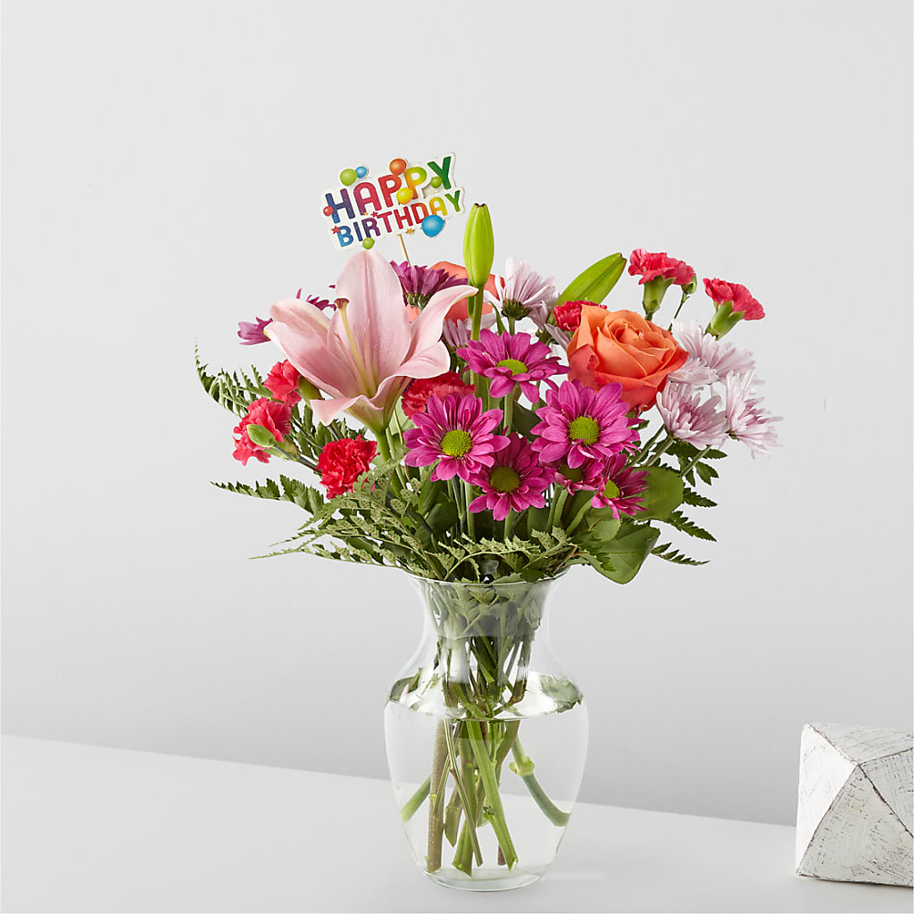 Light of My Life Bouquet & Happy Birthday Topper – Albertsons, Pleasanton CA