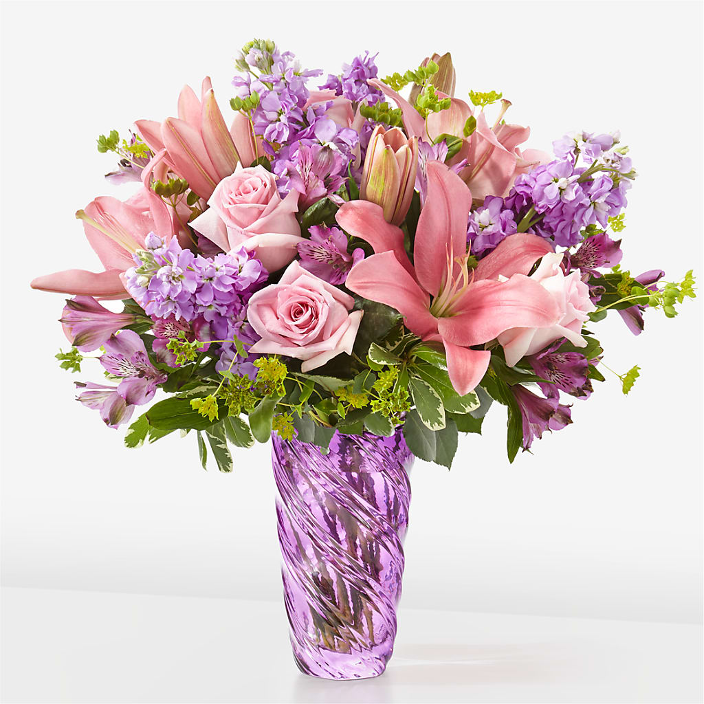 Precious Petals Bouquet with Luxe Swirl Vase – Albertsons, Pleasanton CA