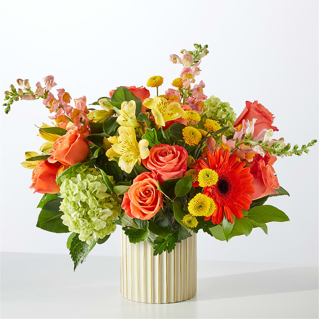 Autumn Sunshine Bouquet with Ivory Vase – Albertsons, Pleasanton CA