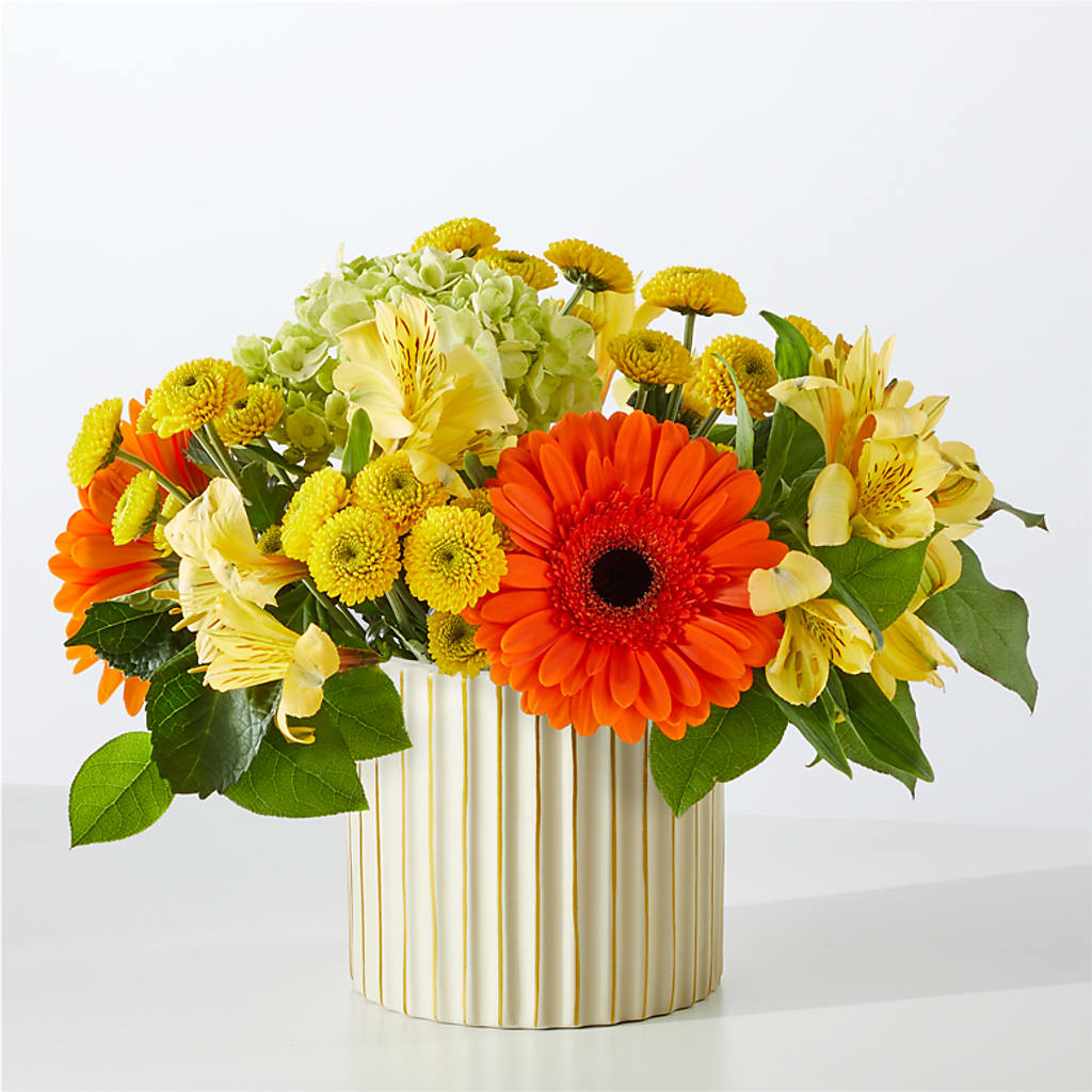 Autumn Sunshine Bouquet with Ivory Vase – Albertsons, Pleasanton CA